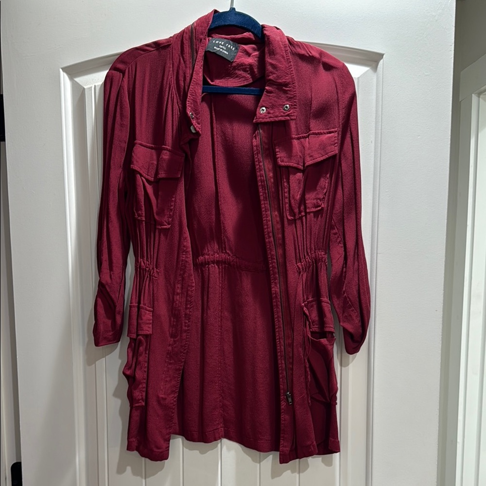 Love Tree Red Utility Jacket with Elegant Silhouette